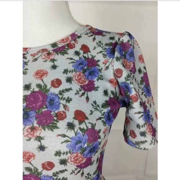 LuLaRoe Pink Purple Floral Dress Pleated Medium - Picture 2 of 6